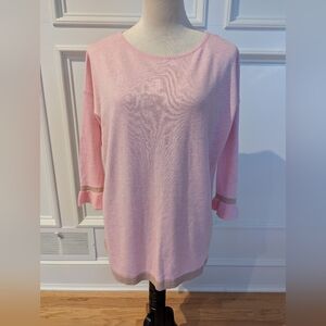 Lilly Pulitzer Charla NWOT lightweight sweater Pink w Gold accents